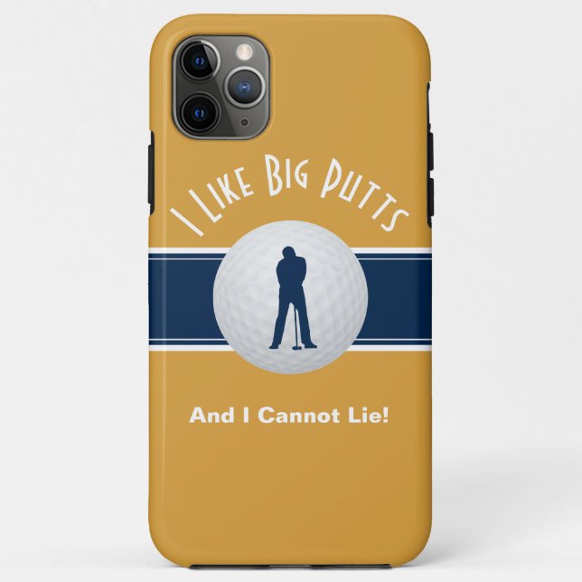I Like Big Putts Golf Humour Fun Yellow Blue Case-Mate iPhone Case (Back)