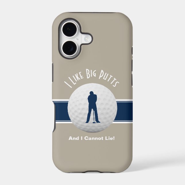 I Like Big Putts Golf Humour Funny Tan & Blue (Back)
