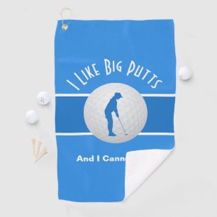 I Like Big Putts Lady Golfer Funny Trendy Blue Golf Towel