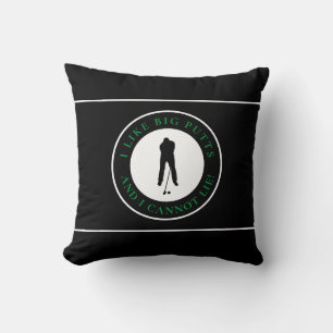 I Like Big Putts Sports Golfer Modern Black Green  Throw Pillow