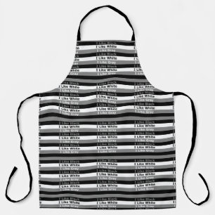 I Like Black White And Grey Colour Striped Design Apron