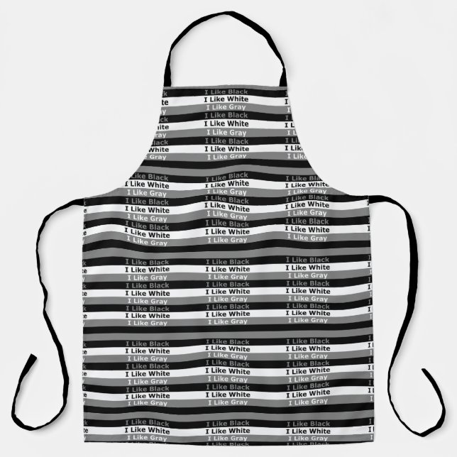 I Like Black White And Grey Colour Striped Design Apron (Front)