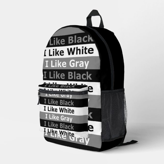 I Like Black White And Grey Colour Striped Design Printed Backpack (Back Corner Right)
