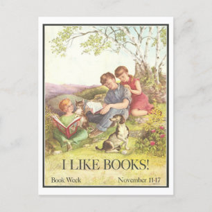 "I Like Books" Vintage Library Poster  Postcard