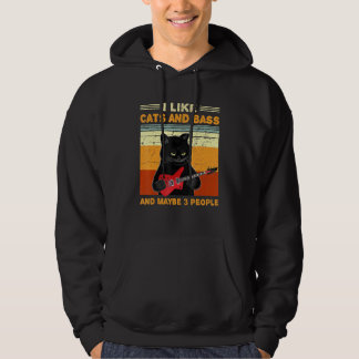 I Like Cats And Bass And Maybe 3 People Cat Guitar Hoodie