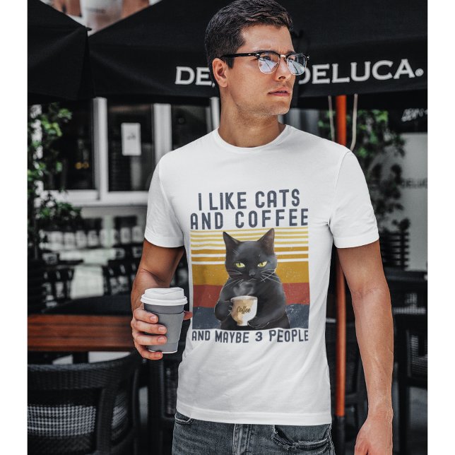 I Like Cats and Coffee And maybe 3 People Cat Love T-Shirt (Creator Uploaded)