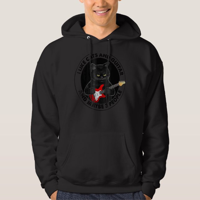 I Like Cats And Guitar And Maybe 3 People Parent's Hoodie (Front)