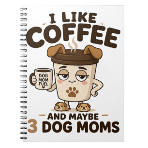 I Like Coffee And Maybe 3 Dog Moms Funny Dog Mom Notebook