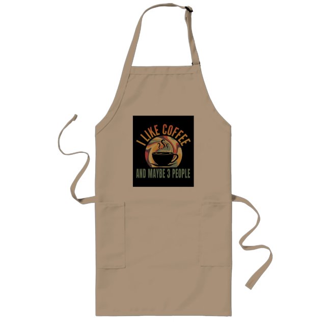 i like coffee and maybe 3 people retro style long apron (Front)