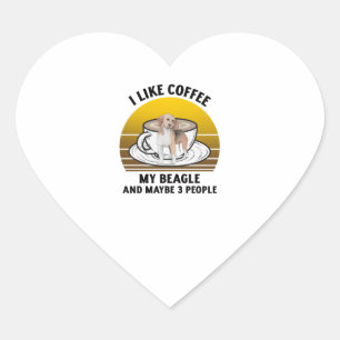 I like coffee and my beagle Retro vintage sunset.p Heart Sticker
