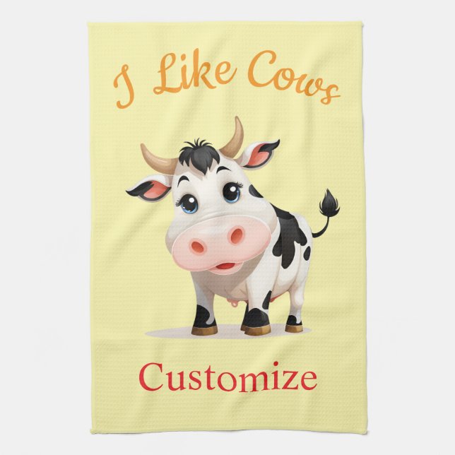 I Like Cows Art Thunder_Cove Kitchen Towel (Vertical)
