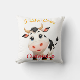 I Like Cows Art Thunder_Cove Throw Pillow