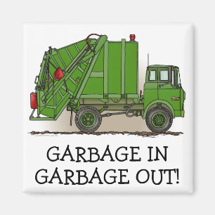 I Like Dirt Garbage Truck Green Magnet