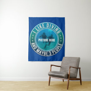 I LIKE DIVING AND MAYBE 3 PEOPLE CUSTOMIZABLE TAPESTRY