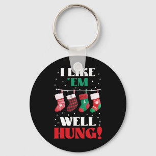 I Like em Well-hung Funny Christmas Xmas Socks Keychain
