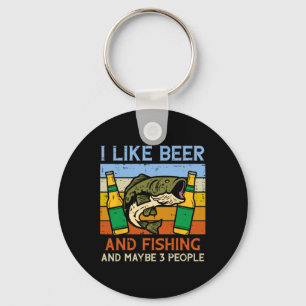 I Like Fishing And 3 People Retro Fisherman Angler Keychain