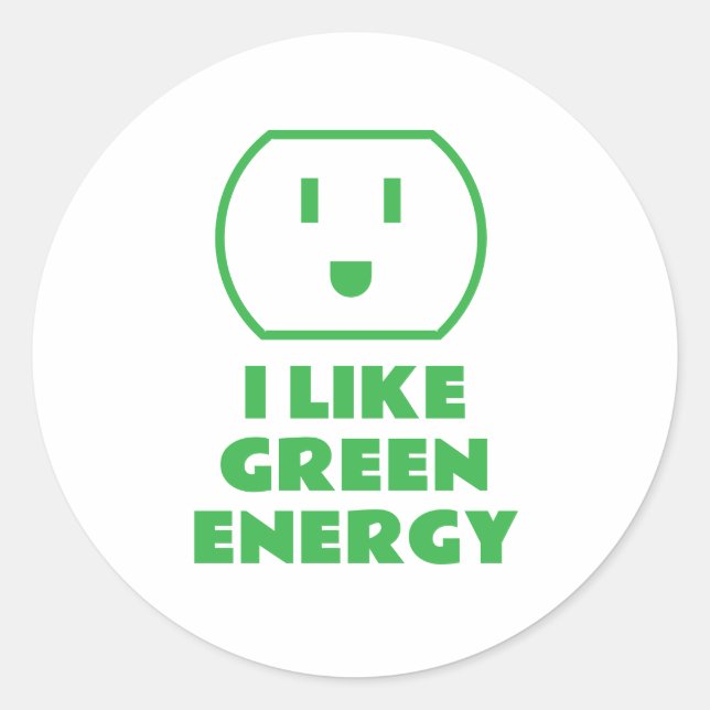 I like green energy funny electrical socket classic round sticker (Front)
