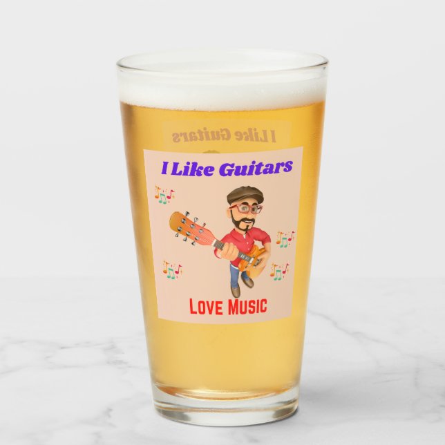I Like Guitars and Love Music glass mug (Back Filled)
