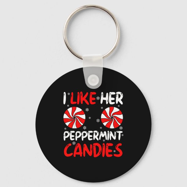 I Like Her Peppermint Candies Couple Matching Chri Keychain (Front)