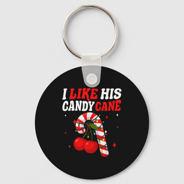 I Like His Candy Cane Couples Matching Christmas F Keychain (Front)