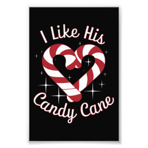 I Like His Candy Cane Funny Couples Matching   Photo Print