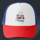 I Like How He Bangs Patriotic July 4th Couple Trucker Hat<br><div class="desc">I Like How He Bangs Patriotic July 4th Couple</div>