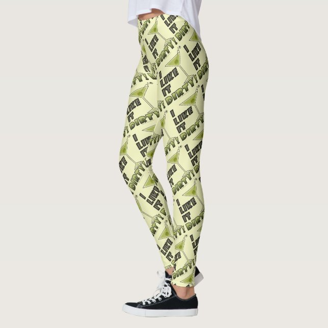 I LIKE IT DIRTY! Dirty Martini Cocktail Humour Leggings (Left)