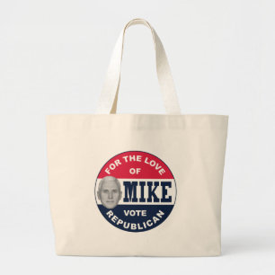 I-LIKE-MIKE-BUTTON-REPUBLICAN LARGE TOTE BAG