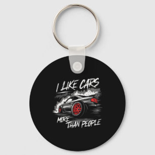 I Like More Than People Funny Car Enthusiast Lover Keychain