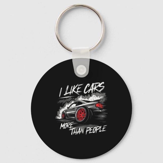 I Like More Than People Funny Car Enthusiast Lover Keychain (Front)