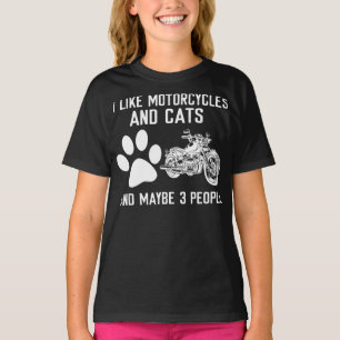 I Like Motorcycles And Cats Funny Art Gift T-Shirt