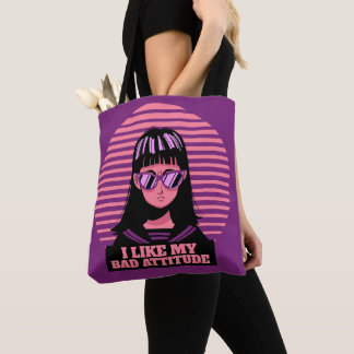 I LIKE MY BAD ATTITUDE GIRLS LADIES TOTE BAG