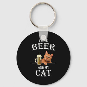I Like My Cat And Beer Cats Beer Quote Dad For Men Keychain