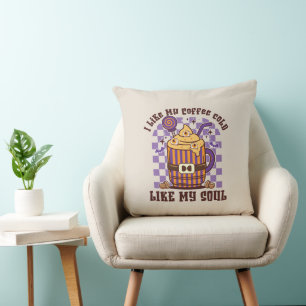 I Like My Coffee Cold, Like My Soul -Pumpkin Spice Throw Pillow