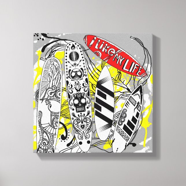 "I like My life" surfing canvas (Front)