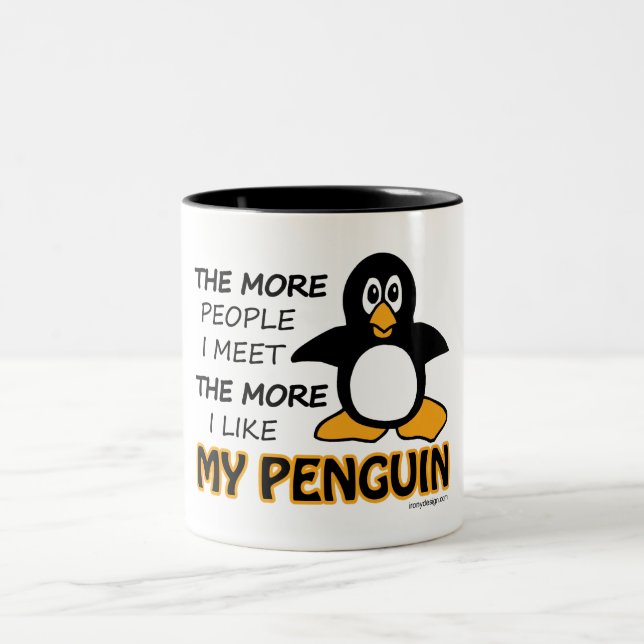 I Like My Penguin Two-Tone Coffee Mug (Center)
