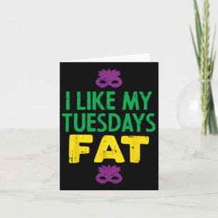 I Like My Tuesdays Fat Jester Mask Funny Mardi Gra Card