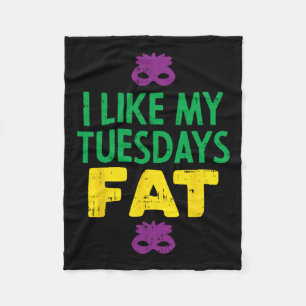 I Like My Tuesdays Fat Jester Mask Funny Mardi Gra Fleece Blanket