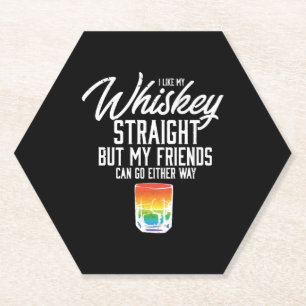 I Like My Whiskey Straight LGBT Rainbow Pride Paper Coaster