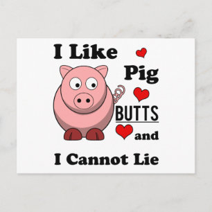 I Like Pig Butts Funny Pork Butt Roast Invitation Postcard