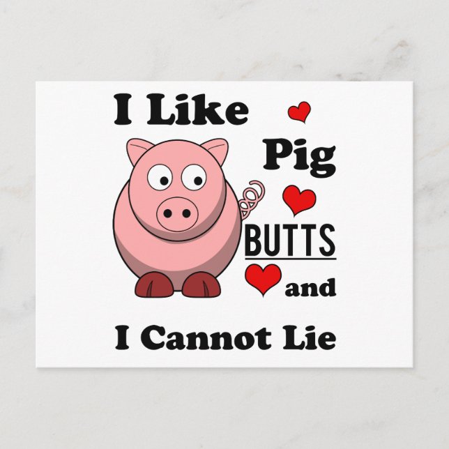 I Like Pig Butts Funny Pork Butt Roast Invitation Postcard (Front)