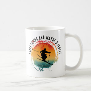 I LIKE SKIING AND MAYBE 3 PEOPLE COFFEE MUG