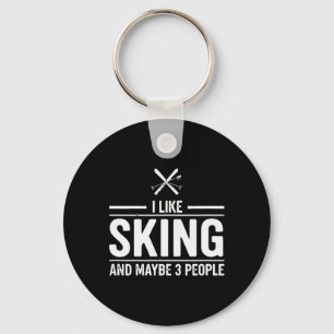 I Like Skiing Mountain Keychain
