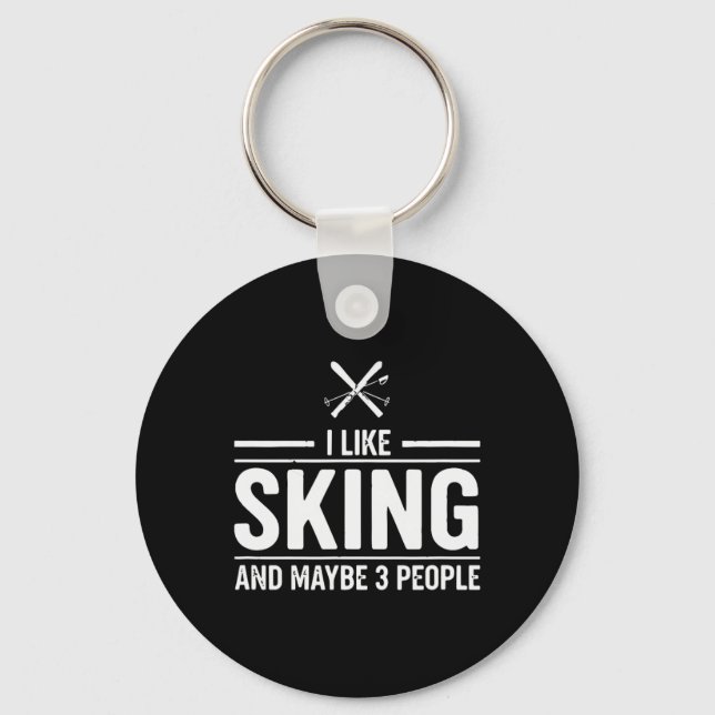 I Like Skiing Mountain  Keychain (Front)