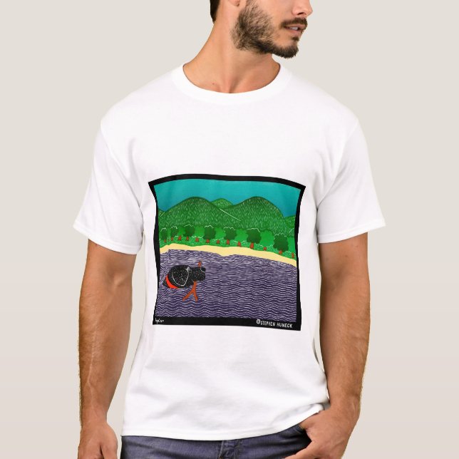 I Like Sticks, Black Lab - Stephen Huneck T-Shirt (Front)