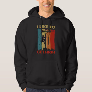 I Like To Get High Retro Lineman Electrician Cos Hoodie