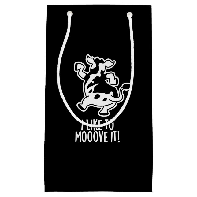I Like To Moove It Funny Cow Pun Dark BG Small Gift Bag (Front)