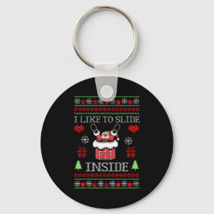 I Like To Slide Inside Funny Santa Couple Matching Keychain