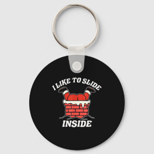 I Like To Slide Inside Funny Santa Couple Matching Keychain