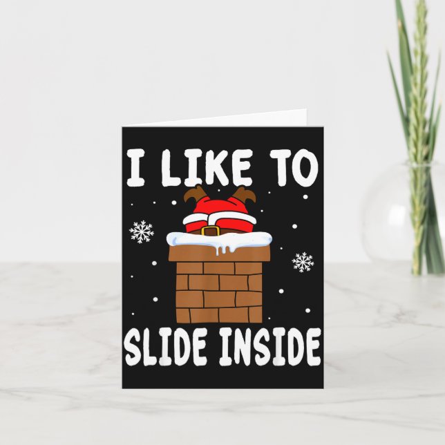 I Like To Slide Inside Funny Xmas Couple  Card (Front)